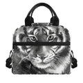 Monochrome Watercolor White Tiger Print Insulated Lunch Bag