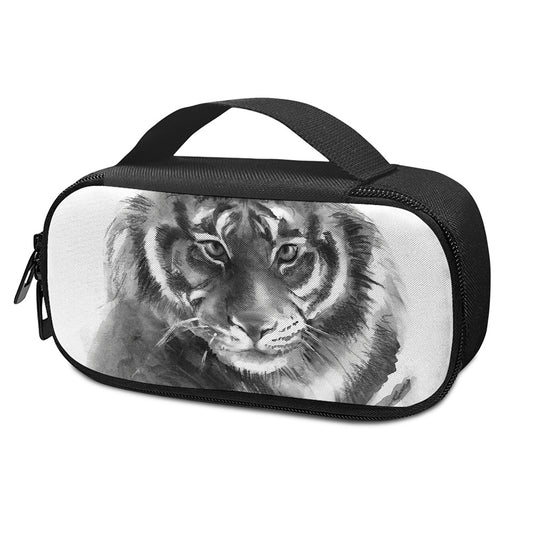 Monochrome Watercolor White Tiger Print Insulin Cooler Travel Case