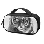 Monochrome Watercolor White Tiger Print Insulin Cooler Travel Case