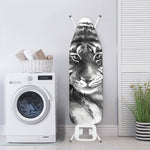 Monochrome Watercolor White Tiger Print Ironing Board Cover