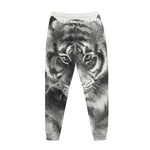 Monochrome Watercolor White Tiger Print Jogger Pants