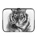 Monochrome Watercolor White Tiger Print Laptop Sleeve