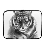 Monochrome Watercolor White Tiger Print Laptop Sleeve