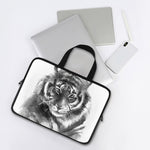 Monochrome Watercolor White Tiger Print Laptop Sleeve With Handle
