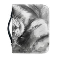 Monochrome Watercolor White Tiger Print Leather Bible Cover