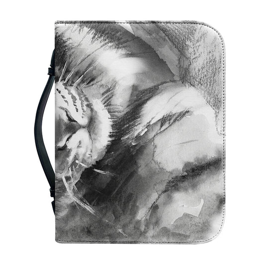 Monochrome Watercolor White Tiger Print Leather Bible Cover