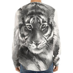 Monochrome Watercolor White Tiger Print Long Sleeve Baseball Jersey