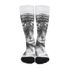 Monochrome Watercolor White Tiger Print Long Socks