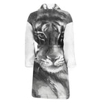 Monochrome Watercolor White Tiger Print Men's Bathrobe