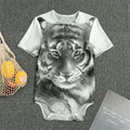 Monochrome Watercolor White Tiger Print Men's Bodysuit