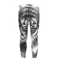 Monochrome Watercolor White Tiger Print Men's Leggings