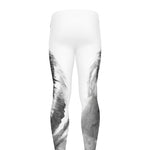Monochrome Watercolor White Tiger Print Men's leggings
