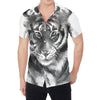 Monochrome Watercolor White Tiger Print Men's Shirt