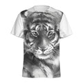 Monochrome Watercolor White Tiger Print Men's Athletic T-Shirt