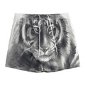 Monochrome Watercolor White Tiger Print Mesh Shorts