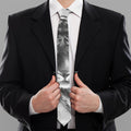 Monochrome Watercolor White Tiger Print Necktie