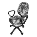Monochrome Watercolor White Tiger Print Office Chair Cover