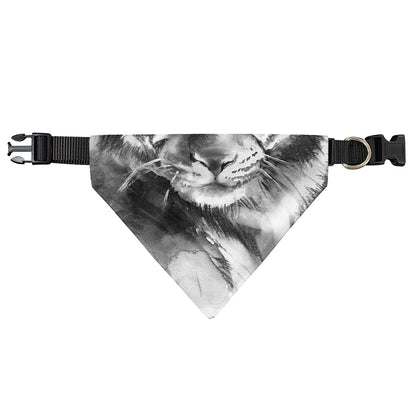 Monochrome Watercolor White Tiger Print Over The Collar Dog Bandana