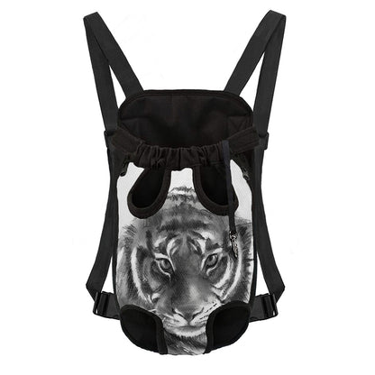 Monochrome Watercolor White Tiger Print Pet Carrier Backpack
