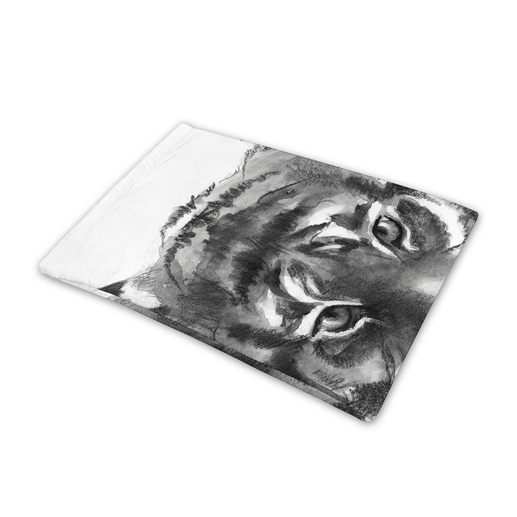 Monochrome Watercolor White Tiger Print Pet Cooling Mat Cover