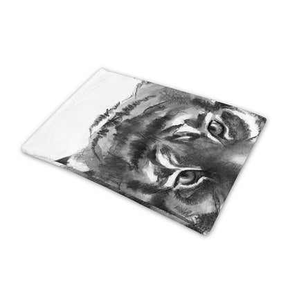 Monochrome Watercolor White Tiger Print Pet Cooling Mat Cover