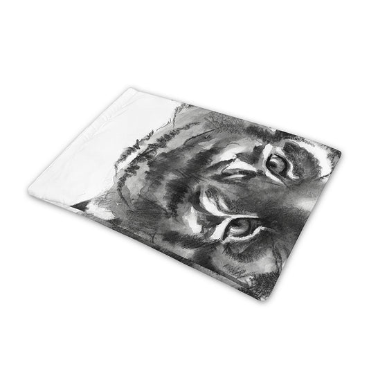 Monochrome Watercolor White Tiger Print Pet Cooling Mat Cover