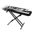 Monochrome Watercolor White Tiger Print Piano Keyboard Cover