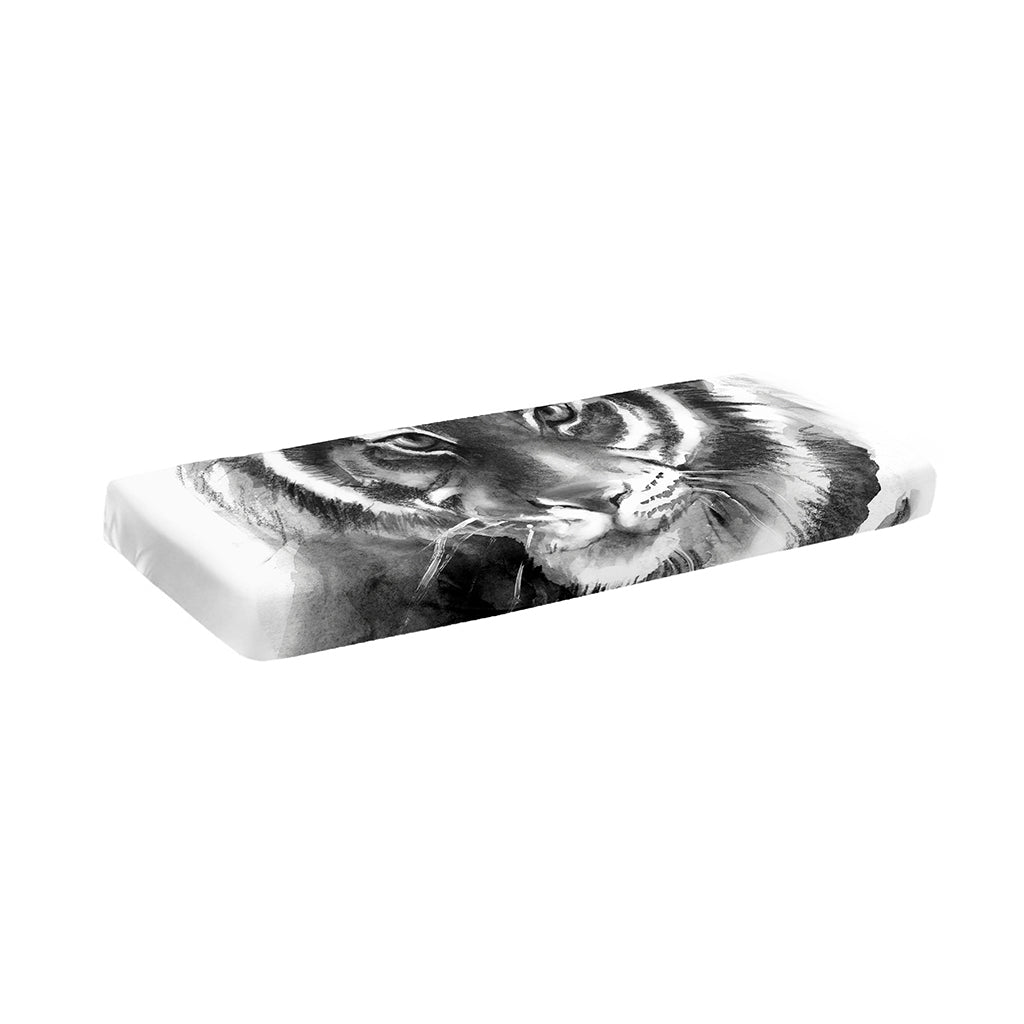 Monochrome Watercolor White Tiger Print Piano Keyboard Cover