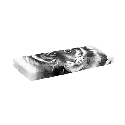 Monochrome Watercolor White Tiger Print Piano Keyboard Cover