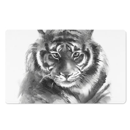 Monochrome Watercolor White Tiger Print Polyester Doormat
