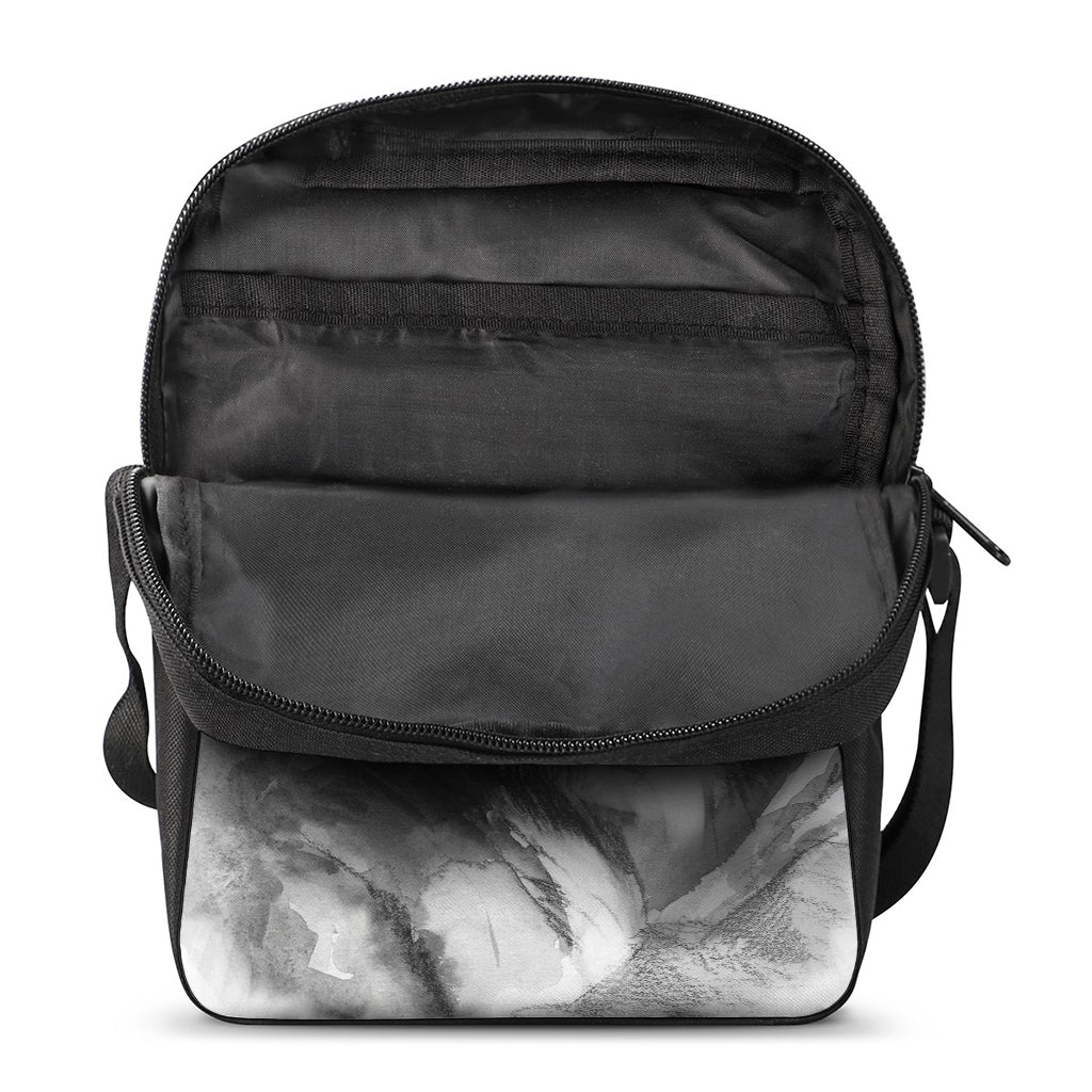 Monochrome Watercolor White Tiger Print Rectangular Crossbody Bag