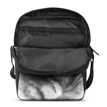 Monochrome Watercolor White Tiger Print Rectangular Crossbody Bag