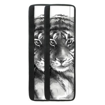 Monochrome Watercolor White Tiger Print Refrigerator Handle Covers