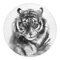 Monochrome Watercolor White Tiger Print Round Blanket