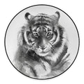 Monochrome Watercolor White Tiger Print Round Floor Mat