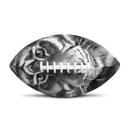 Monochrome Watercolor White Tiger Print Rugby Ball