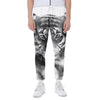 Monochrome Watercolor White Tiger Print Scuba Joggers