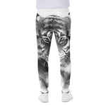 Monochrome Watercolor White Tiger Print Scuba Joggers