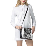 Monochrome Watercolor White Tiger Print Shoulder Handbag
