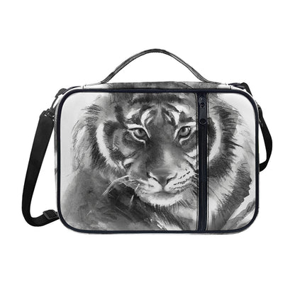 Monochrome Watercolor White Tiger Print Shoulder Strap Bible Bag