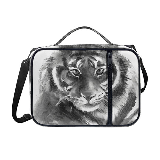 Monochrome Watercolor White Tiger Print Shoulder Strap Bible Bag