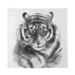 Monochrome Watercolor White Tiger Print Silk Bandana