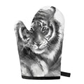 Monochrome Watercolor White Tiger Print Single Oven Mitt