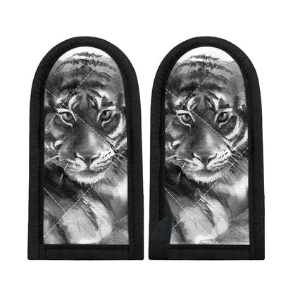 Monochrome Watercolor White Tiger Print Skillet Handle Cover