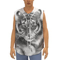Monochrome Watercolor White Tiger Print Sleeveless Baseball Jersey