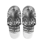 Monochrome Watercolor White Tiger Print Slippers