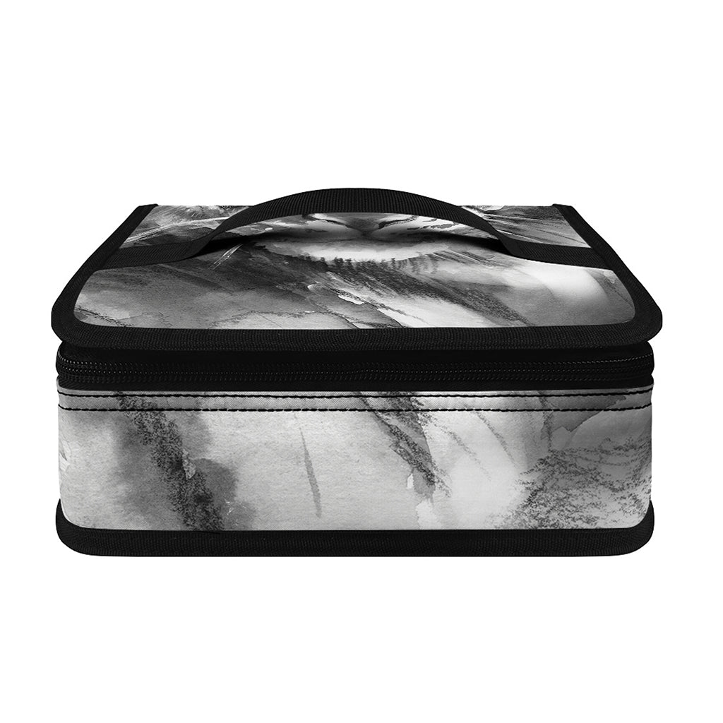 Monochrome Watercolor White Tiger Print Small Lunch Bag