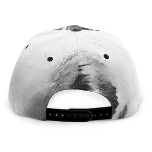 Monochrome Watercolor White Tiger Print Snapback Cap