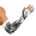 Monochrome Watercolor White Tiger Print Sun Protection Arm Sleeves
