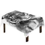 Monochrome Watercolor White Tiger Print Tablecloth